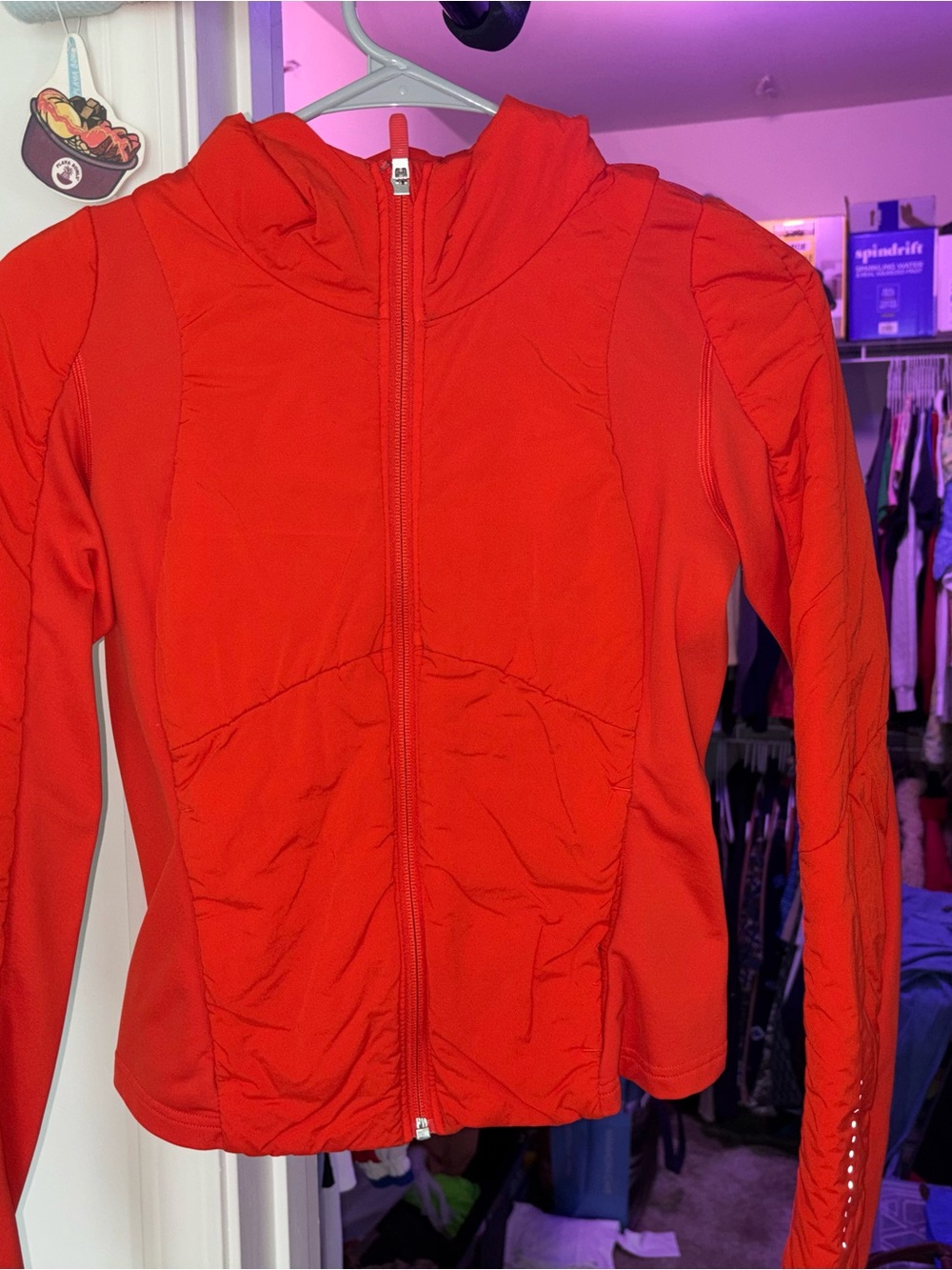 lululemon athletica Red Zip-Up Puffy Hooded Jacket